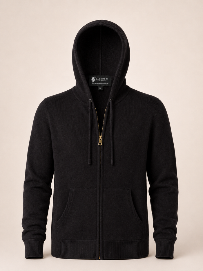 Pure Cashmere Unisex Hoodie - Black