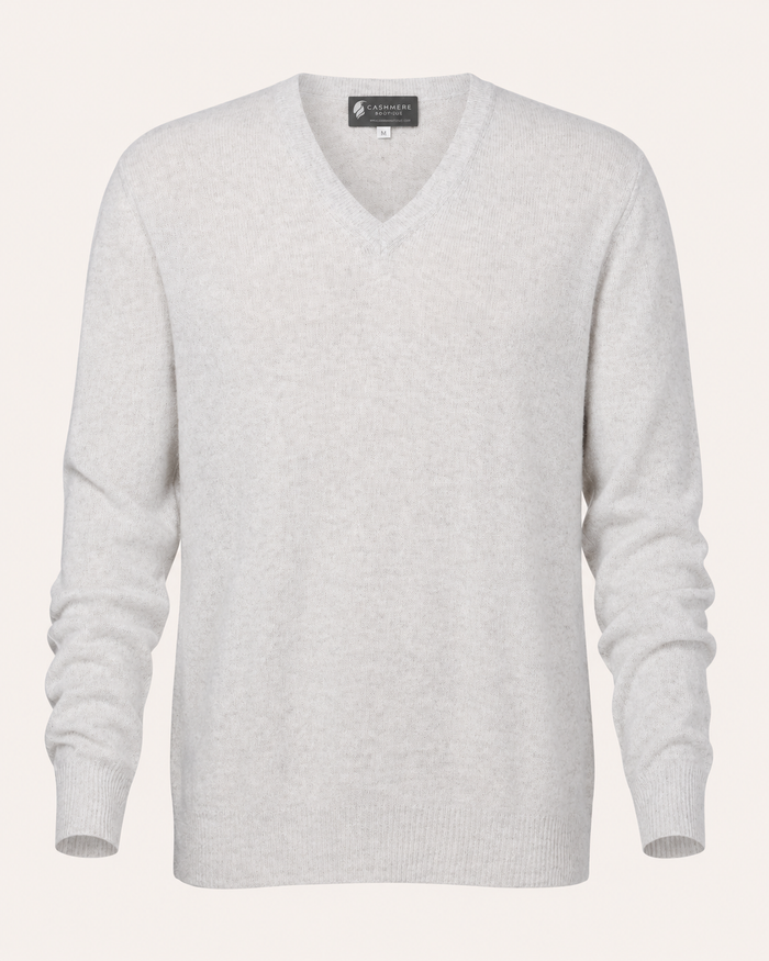 Pure Cashmere V-Neck Spring Sweater for Men - dove