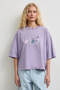Лилава дамска овърсайз тениска от 100% памук с малък принт Medicine Roberto Fashion Store T-shirt RW26-TSD103-04X-XS XS