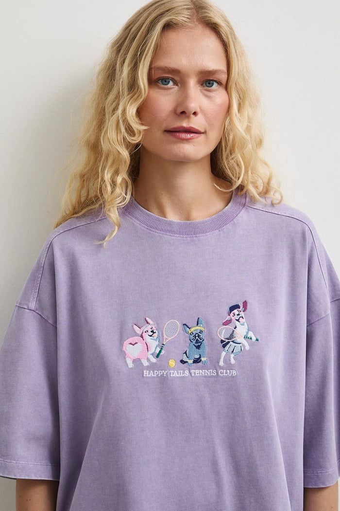 Лилава дамска овърсайз тениска от 100% памук с малък принт Medicine Roberto Fashion Store T-shirt RW26-TSD103-04X-XS XS