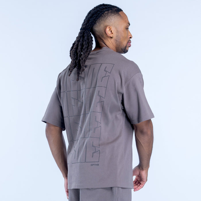 Gray crewneck graphic t-shirt with large back print