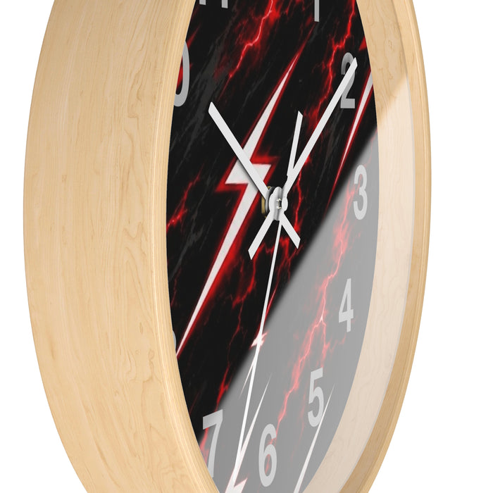 Red Lightning Wall Clock — Neon Storm Decorative Clock