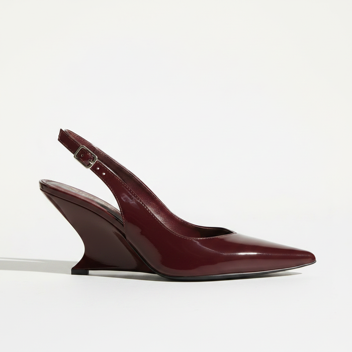Renata Burgundy Patent Slingback - Side Profile Hero