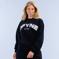 Black crewneck graphic sweatshirt with OFYNE logo and EST 2021 print