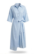 Ленена дълга рокля Roberto&Co - синьо Roberto&Co Roberto Fashion Store Dress NGR0907DRSBLULNG-38 38