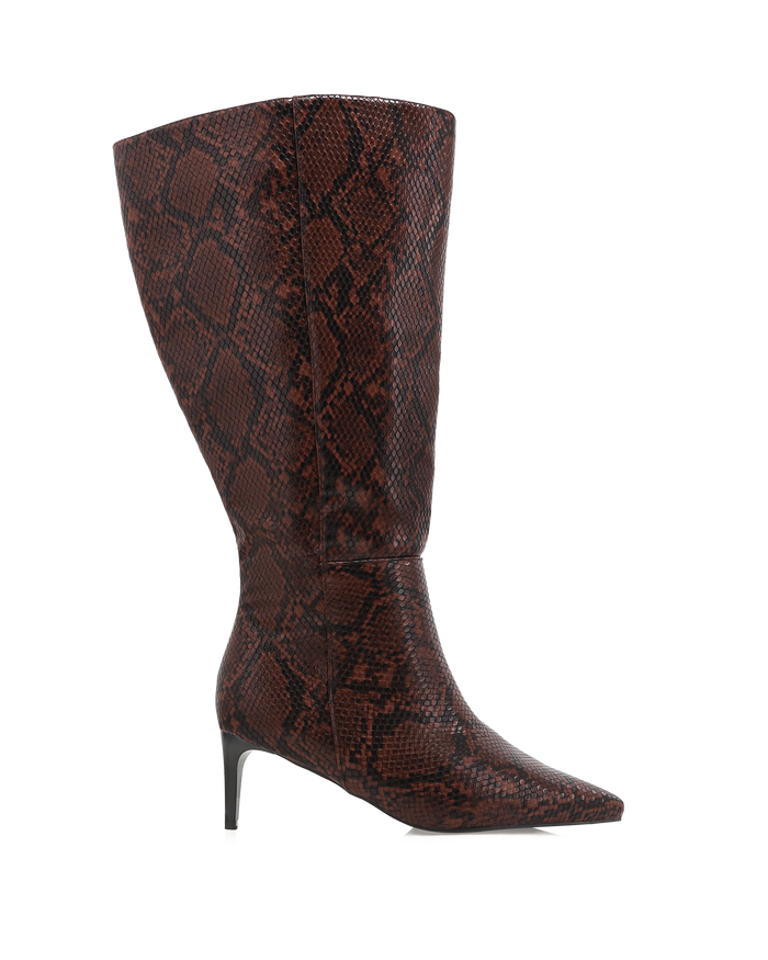 ROSELYN EXTENDED CURVE - CHOCOLATE SNAKE-Boots-Billini-Billini