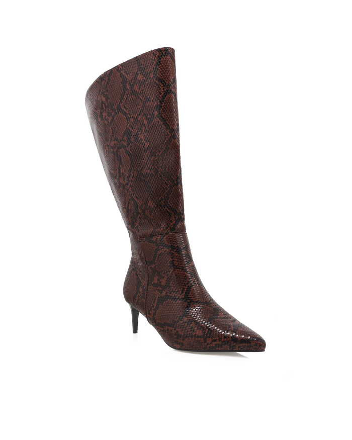 ROSELYN EXTENDED CURVE - CHOCOLATE SNAKE-Boots-Billini-Billini