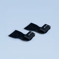 Black rubber wrist straps set of two with fasteners and molded textured grip panels