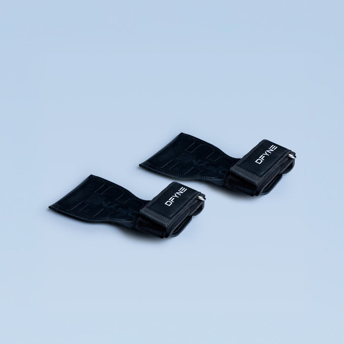 Black rubber wrist straps set of two with fasteners and molded textured grip panels