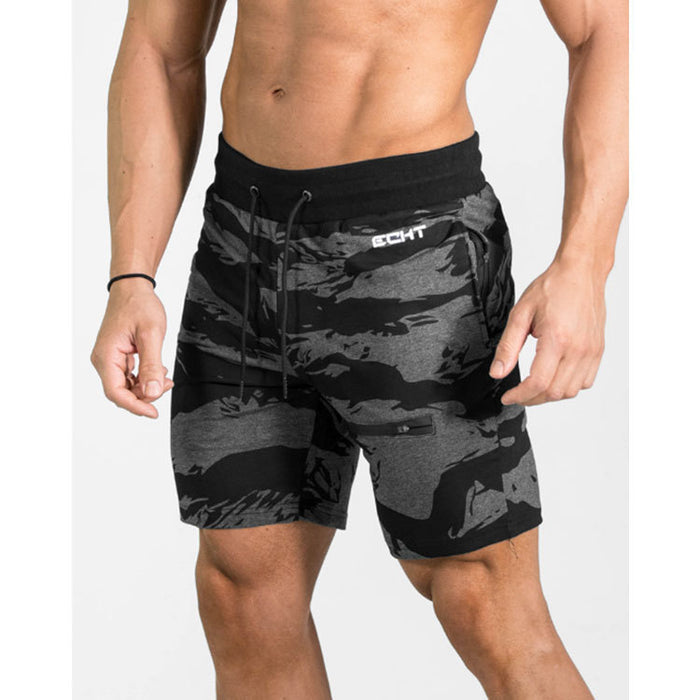 Running training, sports fitness, running, camouflage, casual, five-point shorts - Livefree