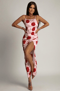 Сатенена рокля - розови цветя LaBalancia Roberto Fashion Store Dress 5907378522330 XS/S