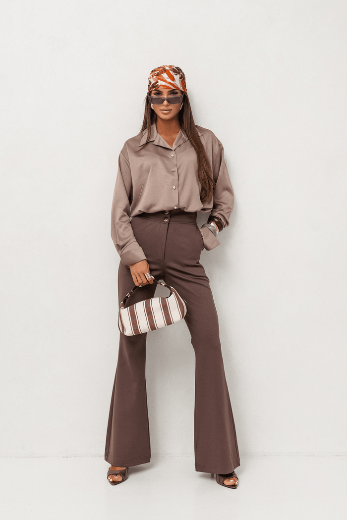 Сатенена риза MADDIE в нюанс Fango – елегантна и комфортна LaBalancia Roberto Fashion Store Set 5907378517916 S