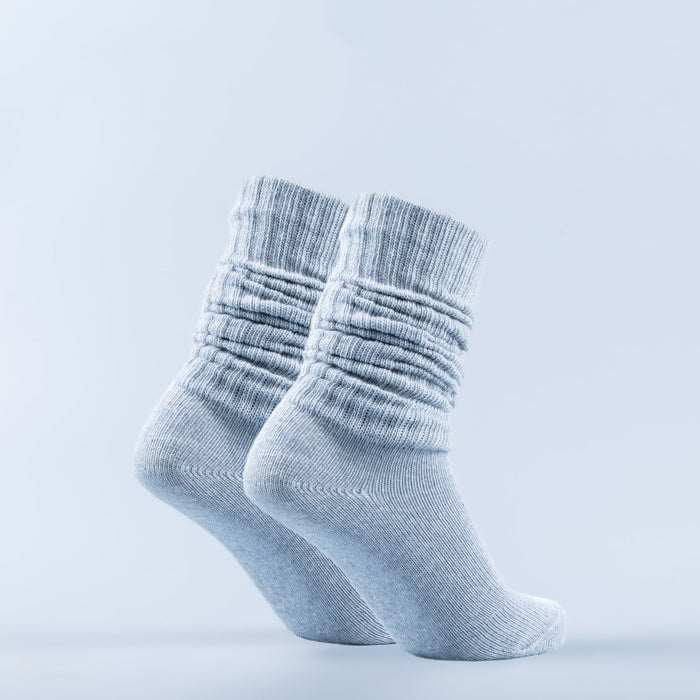 Light blue scrunch socks, two socks pair with stretchy gathered cuff