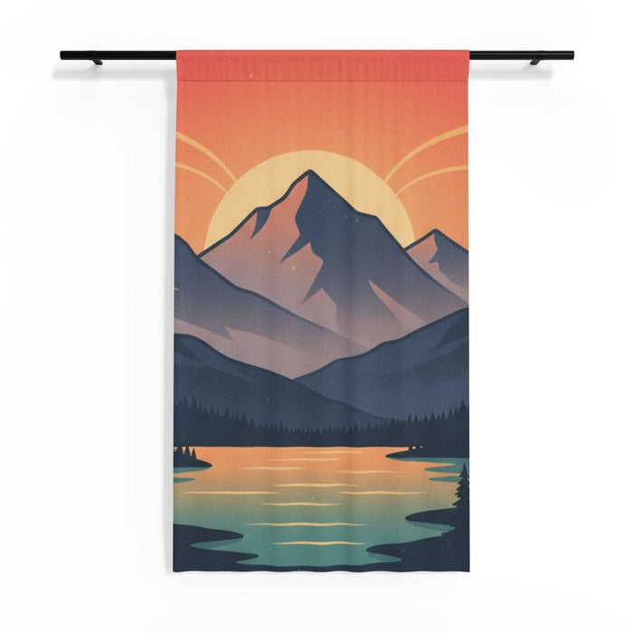 Sheer Curtain — Sunset Mountain Lake Scene