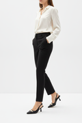 Black Leather Slingback Kitten Heels | Gold Buckle Pointed Toe Pumps