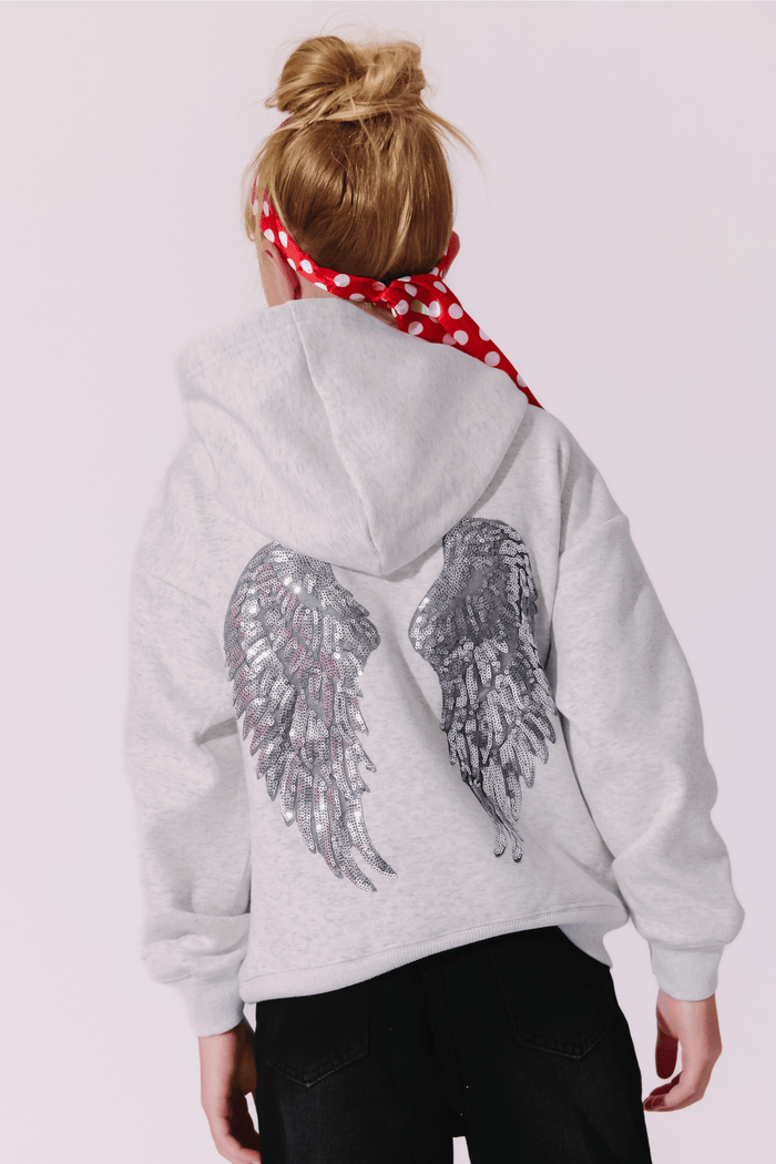 Lola + The Boys Sweaters & Sweatshirts 2 Silver Angel Wings Hoodie