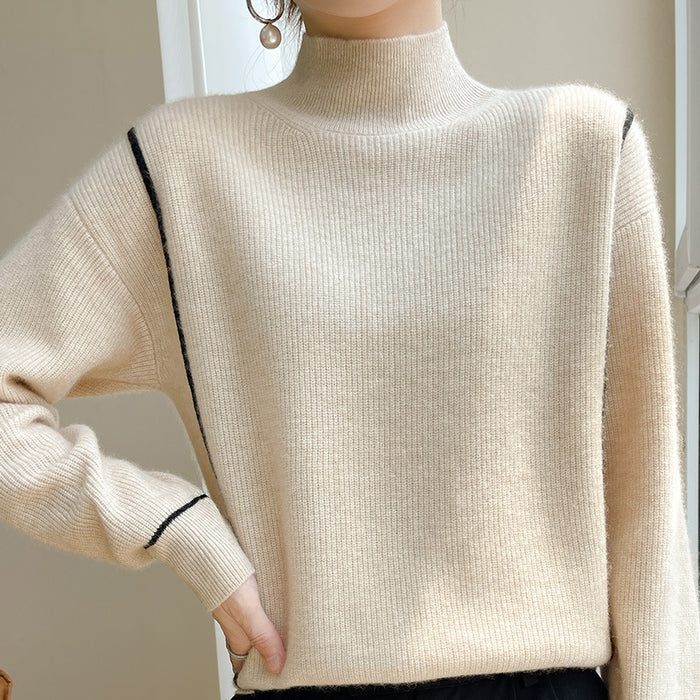 Simple All-match Pure Wool Women's Knitted Bottoming Shirt Loose - Livefree