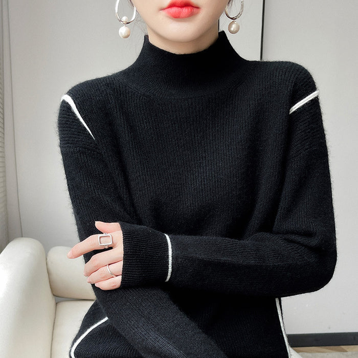 Simple All-match Pure Wool Women's Knitted Bottoming Shirt Loose - Livefree