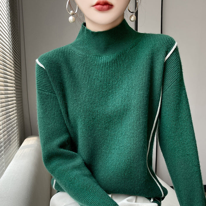 Simple All-match Pure Wool Women's Knitted Bottoming Shirt Loose - Livefree