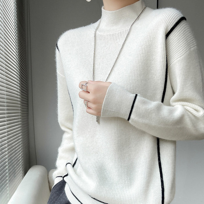 Simple All-match Pure Wool Women's Knitted Bottoming Shirt Loose - Livefree