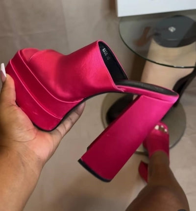 Women's Pink So Me Kaia Platform Block Heel Mules
