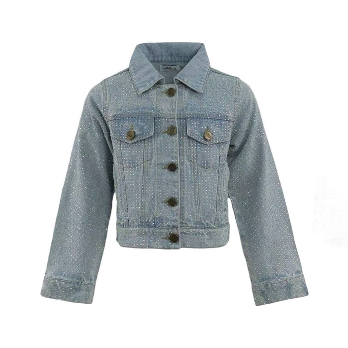 Lola + The Boys Women's Sparkle Crystal Denim Jacket