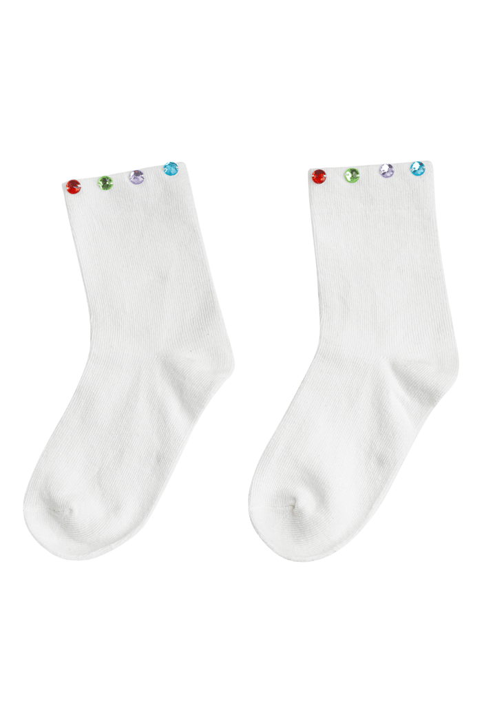 Lola + The Boys Accessories Sparkle Gem Socks / White