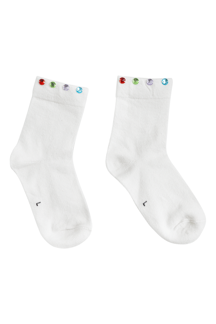 Lola + The Boys Accessories Sparkle Gem Socks / White