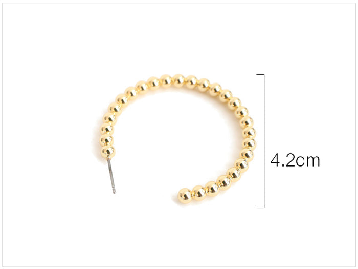 SRCOI Boho Chic Gold Color Beads Hoop Earrings Geometric Half Open Circle Loop Minimalism Hoops