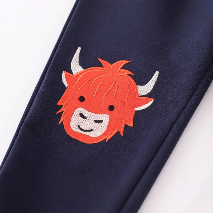 Toddler/Kid Boy Cartoon Cow Embroidery Pants