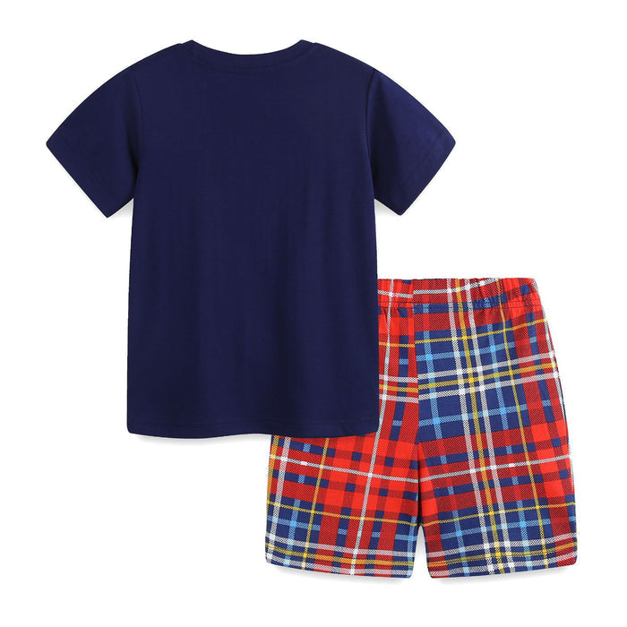 Toddler/Kid Boy Dinosaur World T-shirt and Plaid Shorts Set