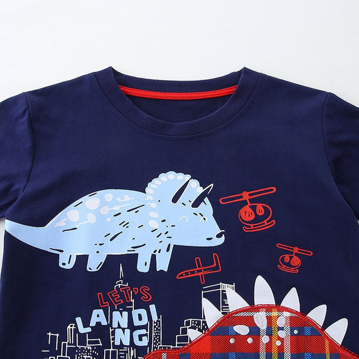 Toddler/Kid Boy Dinosaur World T-shirt and Plaid Shorts Set