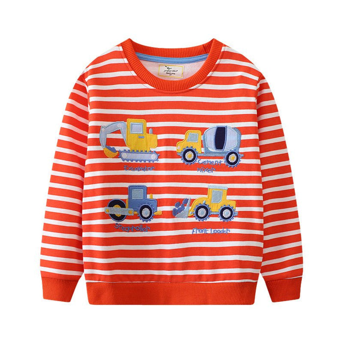 Toddler/Kid Boy's 4 Cartoon Vehicle Design Sweatshirt