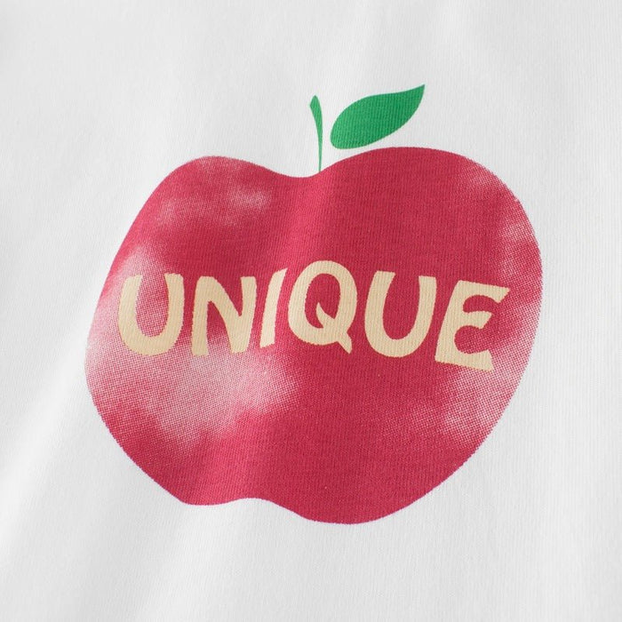 Toddler/Kid Girl Long Sleeve Unique Apple Print Design White T-Shirt