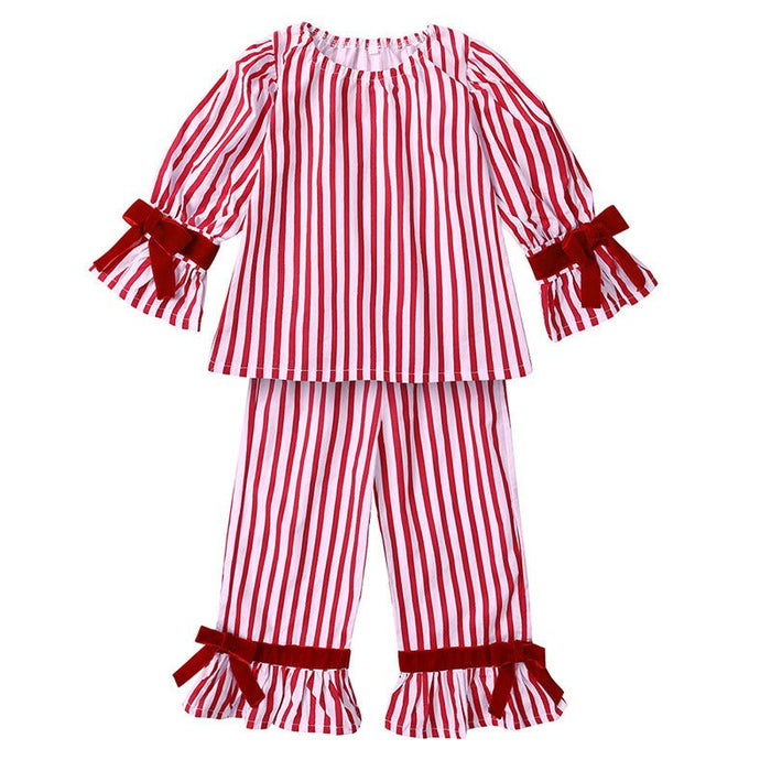 Toddler/Kid Long Sleeve Red Stripe Pajama (3 Designs)