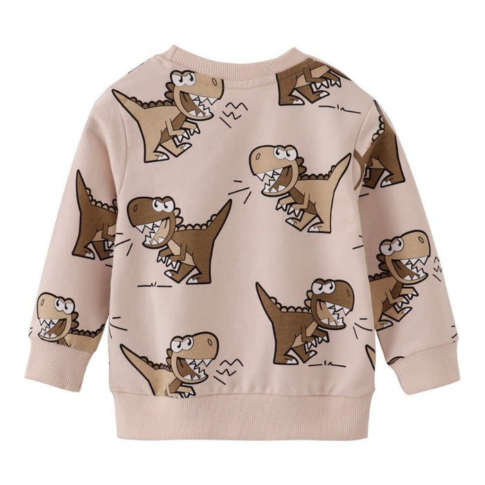 Toddler/Kid's Brown Cartoon Dinosaurs Print Sweatshirt