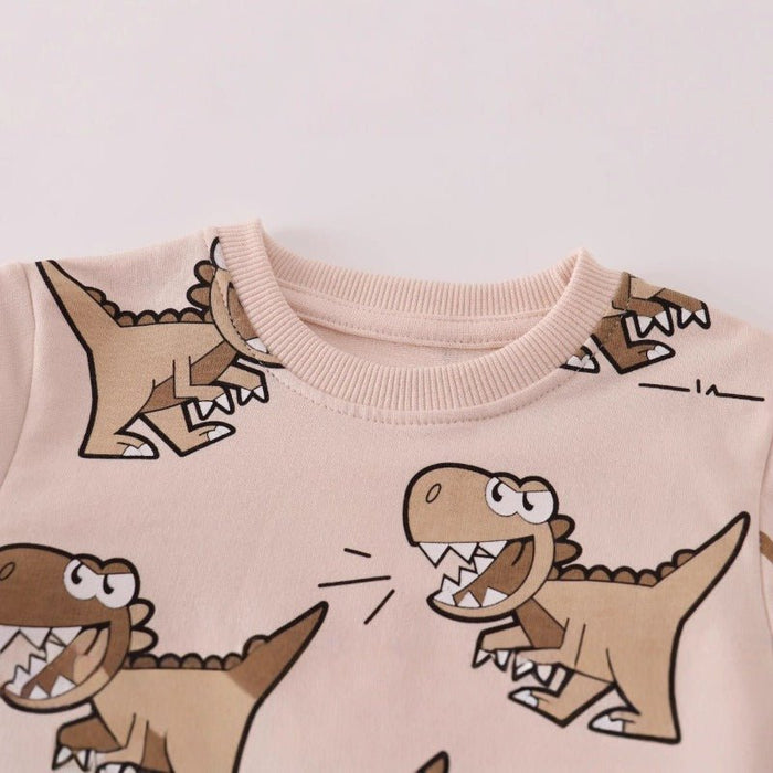 Toddler/Kid's Brown Cartoon Dinosaurs Print Sweatshirt