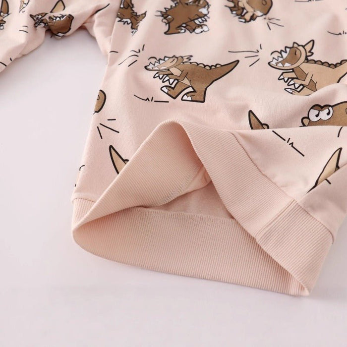 Toddler/Kid's Brown Cartoon Dinosaurs Print Sweatshirt