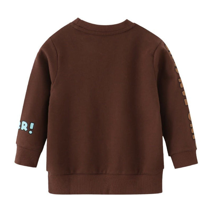 Toddler/Kid's Three Cartoon Dinosaurs Print Design Brown Sweatshirt