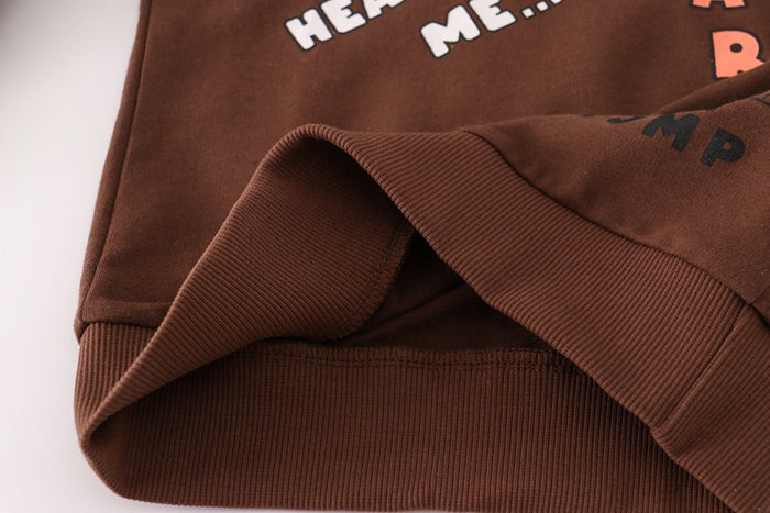 Toddler/Kid's Three Cartoon Dinosaurs Print Design Brown Sweatshirt