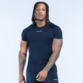 Men's training T-shirt in dark navy with small chest logo