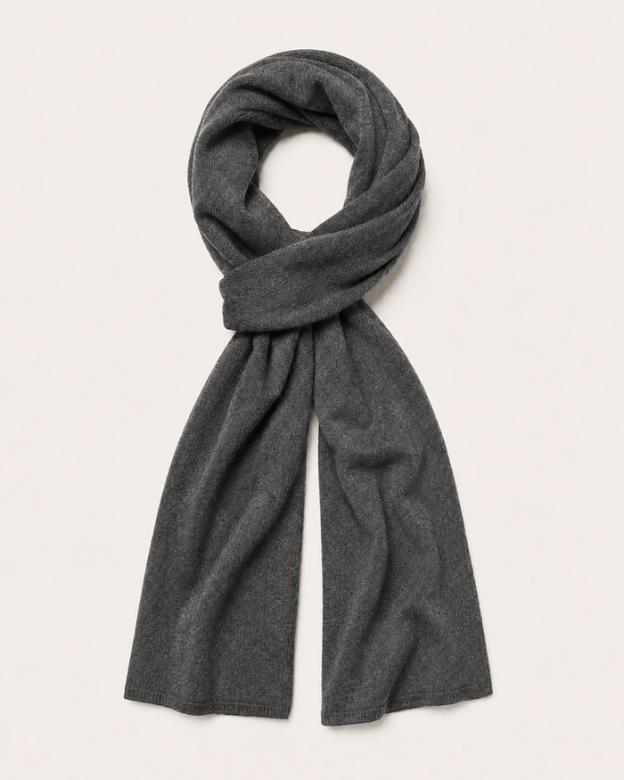 Unisex Cashmere Knitted Scarf - charcoal