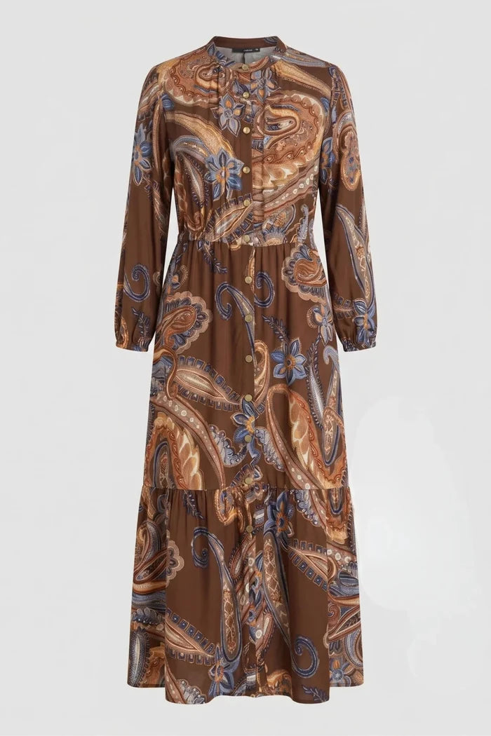 Вискозна миди рокля "Piena" - кафяво Roberto&Co Roberto Fashion Store Dress PIE1007DRSBROMID-44 44