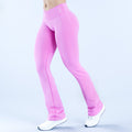 Vision Flares pink flare leggings with high waist and stitched seam panels