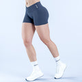 Vision shorts, 4.5 in, dark navy fitted shorts with curved side seams.