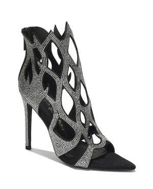 Vitoria Rhinestone Flame Stiletto Heels | Pointed Toe Zipper Closure