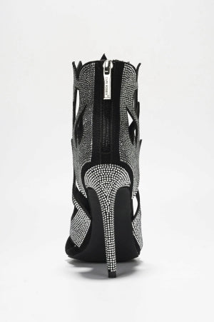 Vitoria Rhinestone Flame Stiletto Heels | Pointed Toe Zipper Closure