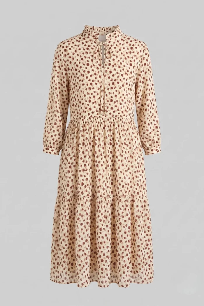 Рокля на точки "Vittoria" - Silky Touch - бежово Roberto&Co Roberto Fashion Store Dress VTR1007DRSBEIDOT-44 44
