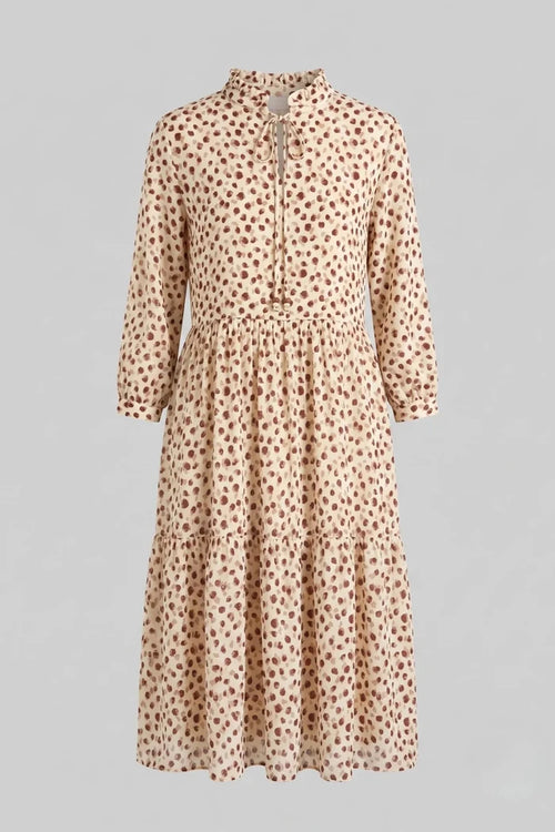 Рокля на точки "Vittoria" - Silky Touch - бежово Roberto&Co Roberto Fashion Store Dress VTR1007DRSBEIDOT-44 44