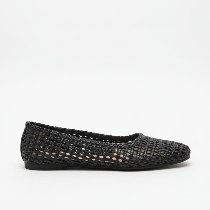 Vonda Black Woven Ballet Flats - Side Profile Hero